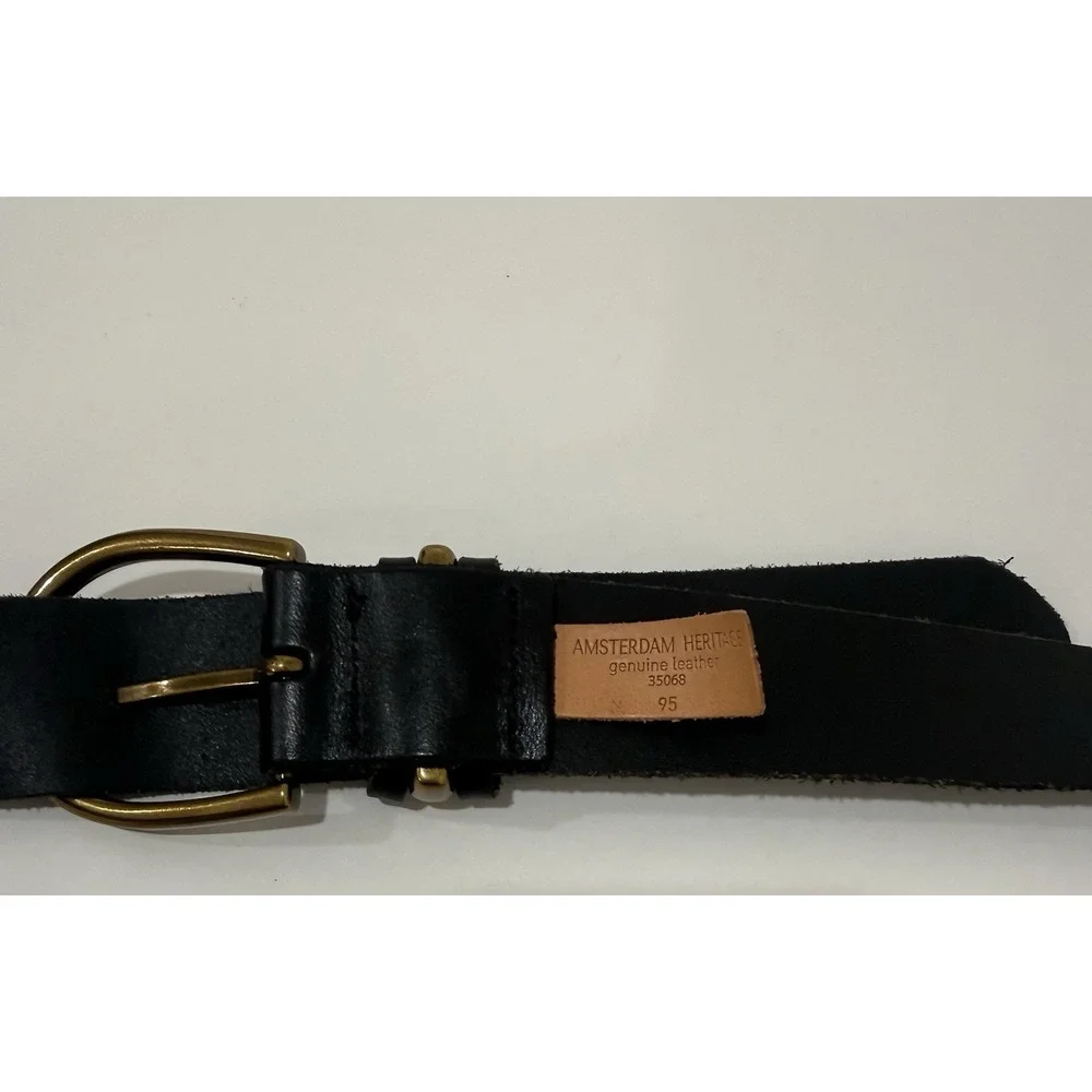 Amsterdam Heritage Black Genuine Leather Belt Women's Size 95 M
